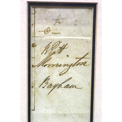 305 - Signature and print of William Pitt The Younger, signature dated 1790, overall 40 x 30 cm. P&P Group... 