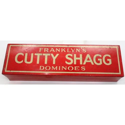 307 - Franklins Cutty Shagg metal tin and dominoes, full set of twenty eight. P&P Group 1 (£14+VAT for the... 