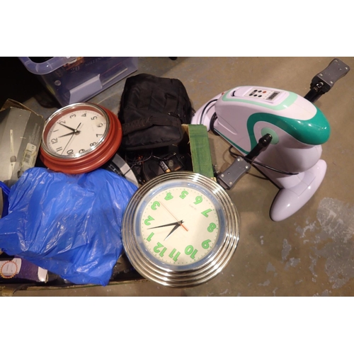 1304 - Mixed electrical items including wall clocks. Not available for in-house P&P