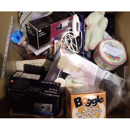 1337 - Box of mixed items including games and soft toys. Not available for in-house P&P