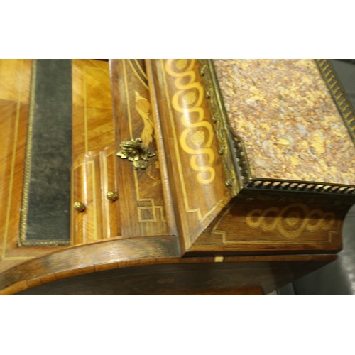 2133 - A 20th century French kingwood and tulipwood marquetry inlaid bureau à cylindre, with gilt brass and... 