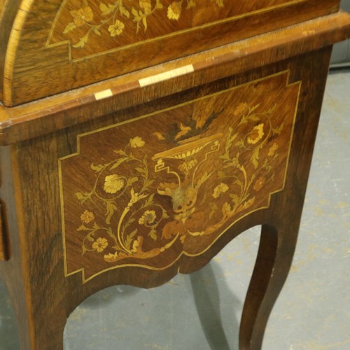 2133 - A 20th century French kingwood and tulipwood marquetry inlaid bureau à cylindre, with gilt brass and... 