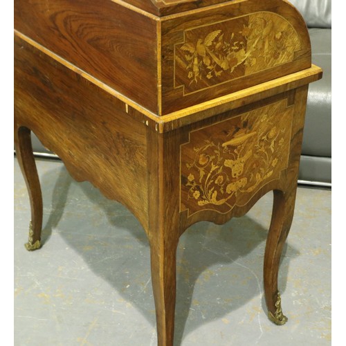 2133 - A 20th century French kingwood and tulipwood marquetry inlaid bureau à cylindre, with gilt brass and... 