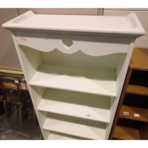 1407 - White painted pine bookshelf, 60 x 30 x 190 cm H. Not available for in-house P&P