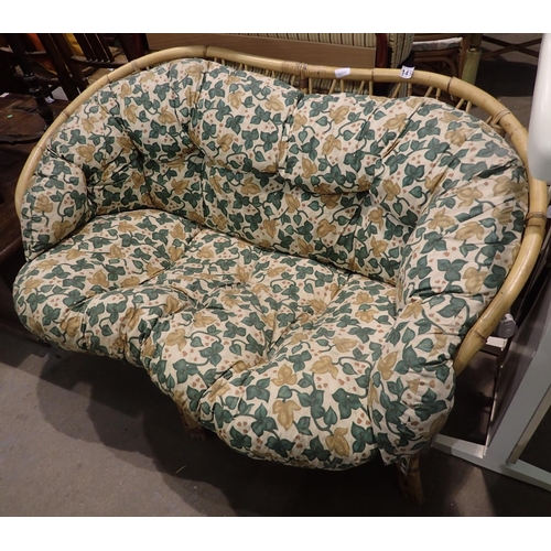 1452 - Wicker and cane framed conservatory sofa. Not available for in-house P&P