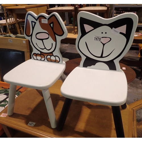 1470 - Two chairs for children, cat and dog design. Not available for in-house P&P