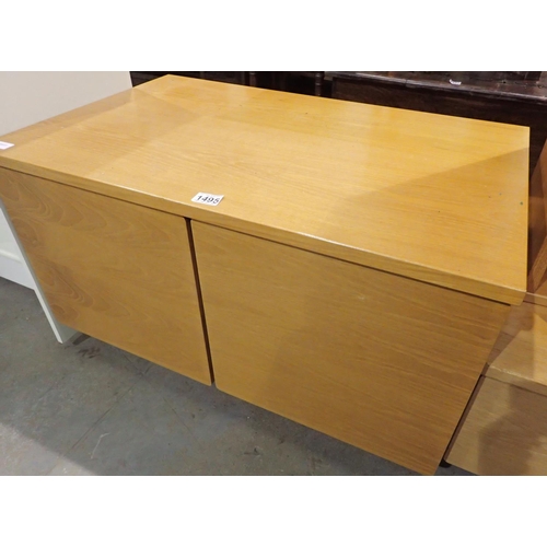 1495 - Two door cupboard with internal shelf, 85 x 50 x 50 cm H. Not available for in-house P&P