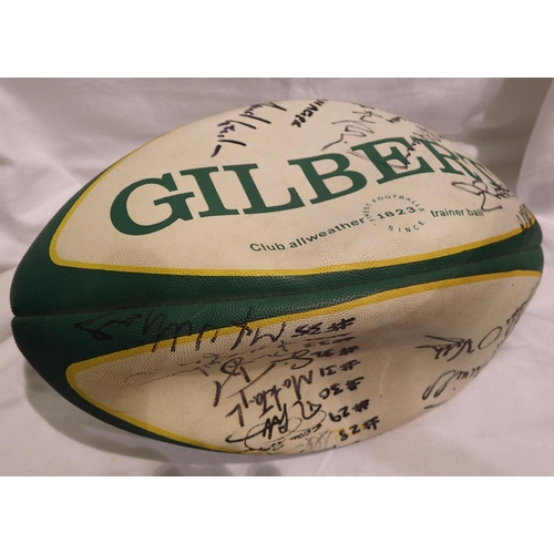 1129 - Signed Gilbert rugby ball, circa 1980. P&P Group 2 (£18+VAT for the first lot and £3+VAT for subsequ... 