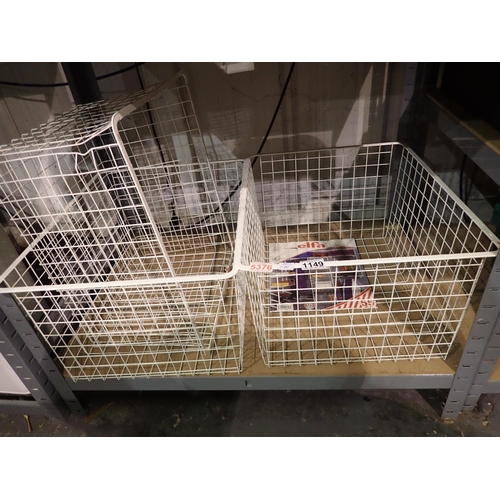 1149 - Three Elfa wire storage baskets, 53 x 43 x 28 cm. Not available for in-house P&P