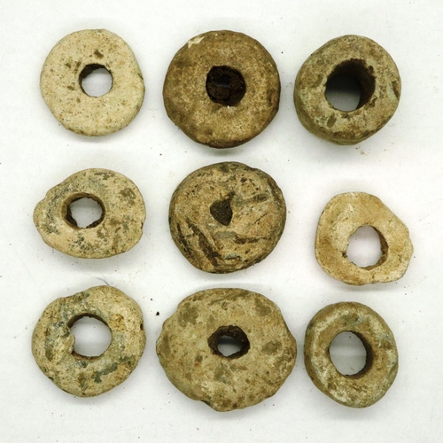 207 - Medieval spinning whorls, approximate size 30 mm. P&P Group 0 (£5+VAT for the first lot and £1+VAT f... 