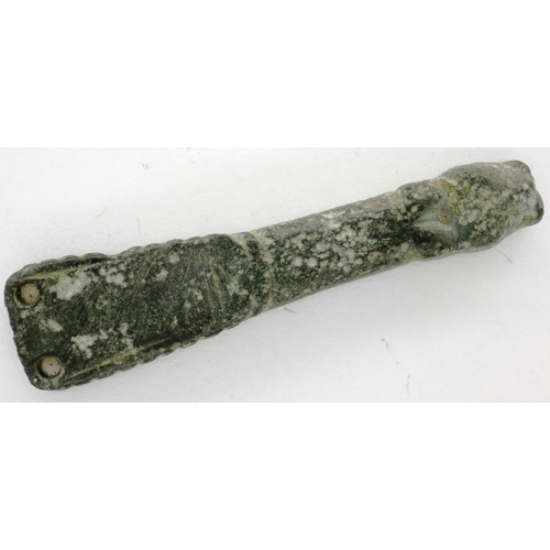 208 - Zoomorphic strap end, presumed Nordic with serpent/snake head, L: 40 mm. P&P Group 0 (£5+VAT for the... 