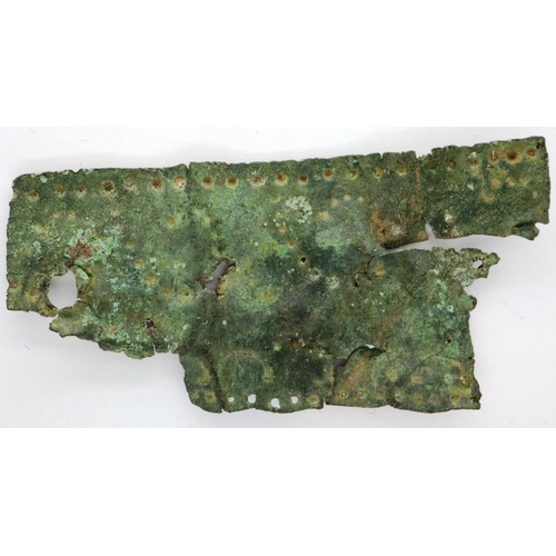 210 - Single piece of Roman Legionary scale armour, L: 70 mm. P&P Group 0 (£5+VAT for the first lot and £1... 