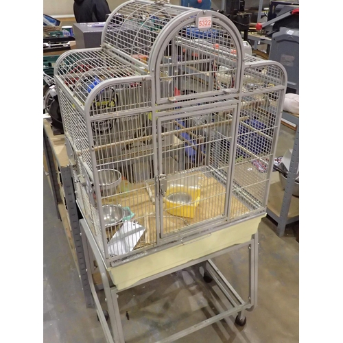 1675 - Grey metal bird cage on wheeled trolley, cage L: 50 x 65 x 75 cm H. Not available for in-house P&P