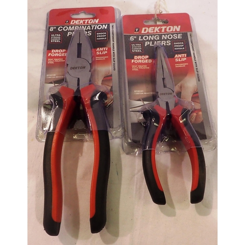 1689 - Pair of new and unused 6 inch long nose pliers and a pair of new and unused 8 inch combination plier... 