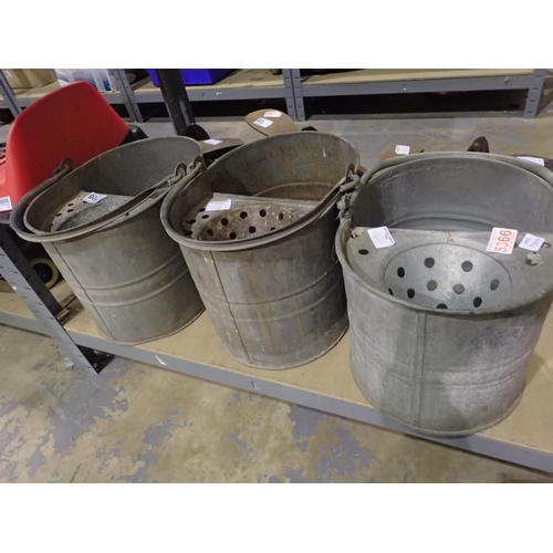 1706 - Three galvanised mop buckets, no visible damages/holes. Not available for in-house P&P