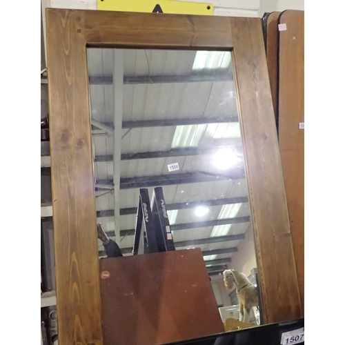 1508 - Large pine framed mirror, 100 x 190 cm. Not available for in-house P&P