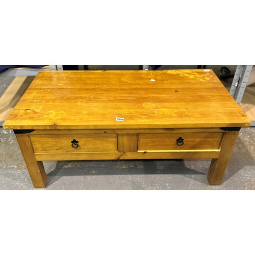 1506 - Pine coffee table with two drawers, 60 x 100 x 55 cm H. Not available for in-house P&P