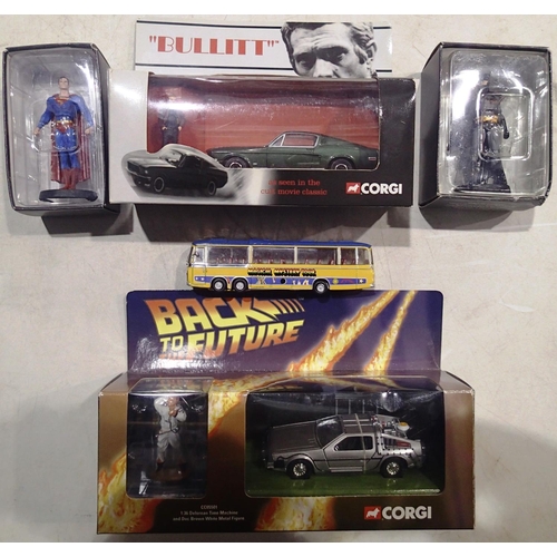 2040 - Corgi CC5501 Back To The Future De-Lorean time machine and figure, Corgi CC05901 Bullit Ford Mustang... 