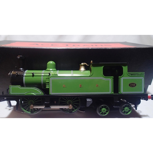 2105 - O gauge Ace Trains G5 tank locomotive, 0.4.4 Green, N.E.R 1759 in near mint condition, minor scratch... 