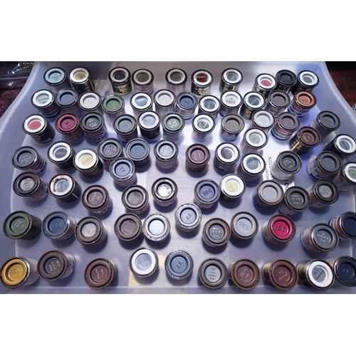 2108 - Approximately eighty tinlets of paint, mostly Humbrol, tins have ageing but contents still appear ok... 