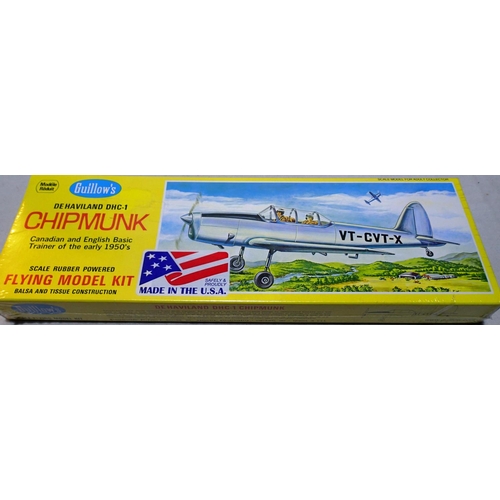 2112 - Guillows Balsa/tissue flying model aircraft, De-Haviland Chipmunk, rubber powered, approximate L: 45... 