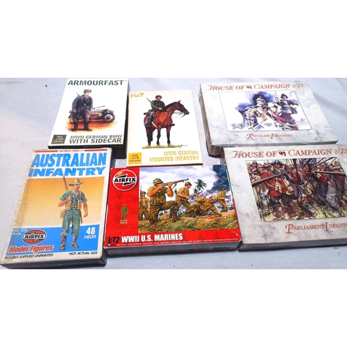 2114 - 1/72 scale figure sets including Royalist Infantry, Parliament Infantry, Australian Infantry, German... 