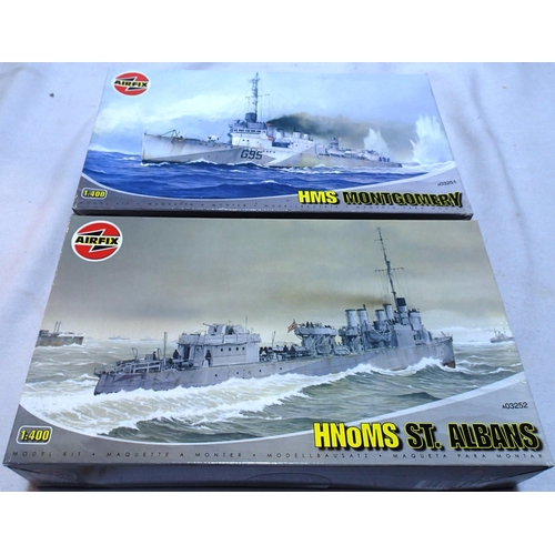 2122 - Two Airfix 1/400 scale ships to include HNOMS St Albans and HMS Montgomery, both appear as new, boxe... 