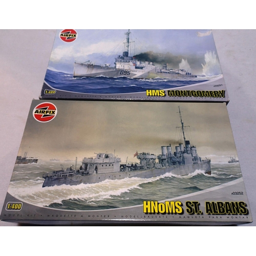 2127 - Two Airfix 1/400 scale ship kits to include HMS Montgomery and HNOMS St Albans, both as new, storage... 