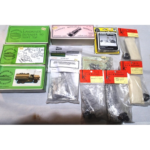 2128 - Selection of 1/72 scale kits, metal and plastic includes vehicles and railway wagons. P&P Group 1 (£... 