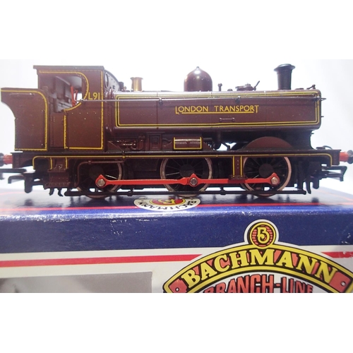 2161 - OO scale Bachmann Pannier tank, London Transport L91, Maroon in excellent condition, one small pipe ... 