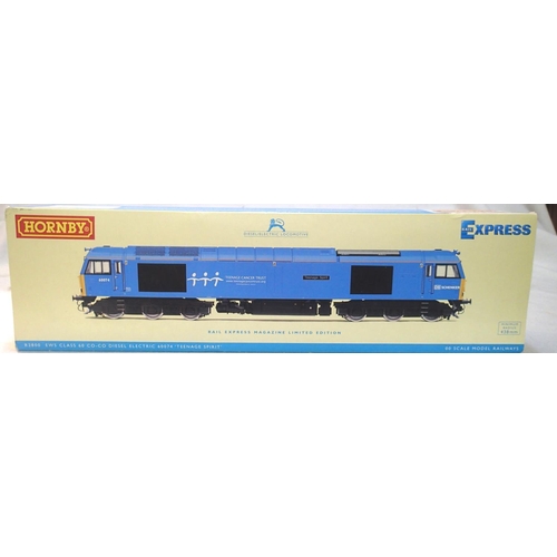 2180 - OO scale Hornby R2800, class 60 diesel, 60074, EWS/DB Schenker, pale blue Livery Teenage Spirit, Tee... 