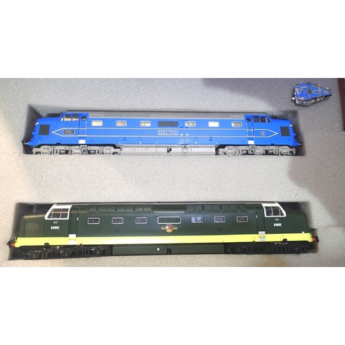 2188 - OO scale Bachmann Deltic twin set to include Prototype blue and unnamed D9002 2 tone green in near m... 