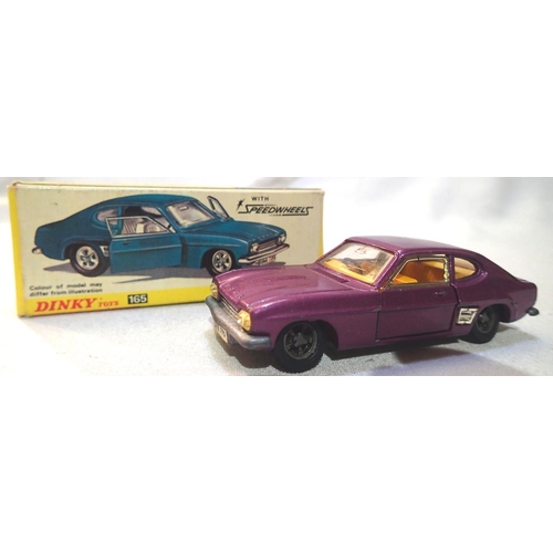 2206 - Dinky Toys 165 Ford Capri, purple in good to very good condition, box has wear. P&P Group 1 (£14+VAT... 