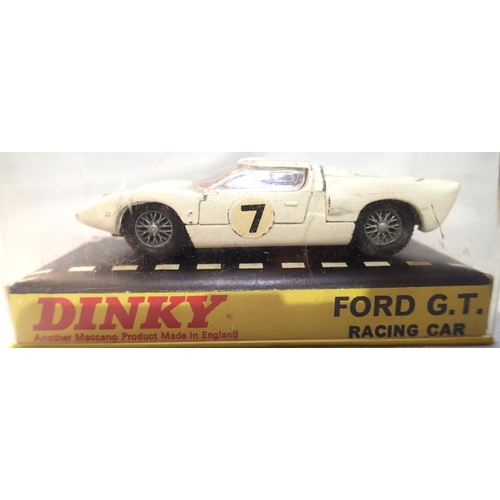 2207 - Dinky Toys 215, Ford GT, white no 7 in good condition, some cracking to box. P&P Group 1 (£14+VAT fo... 