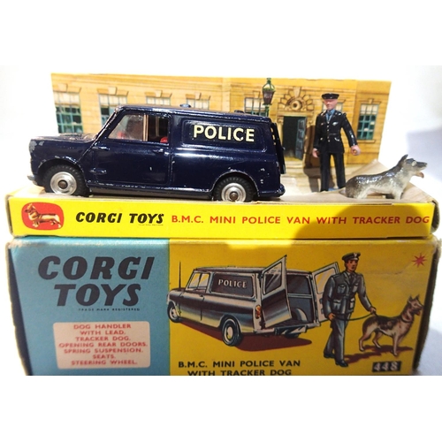 2211 - Corgi 448 Police Mini van in very good condition, some chips with policeman and dog, missing lead an... 