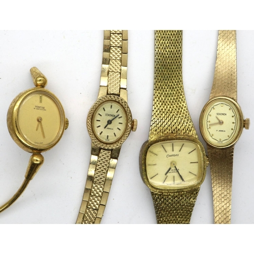 1115 - Two Sekonda ladies mechanical wristwatches, with two further examples (4). P&P Group 1 (£14+VAT for ... 