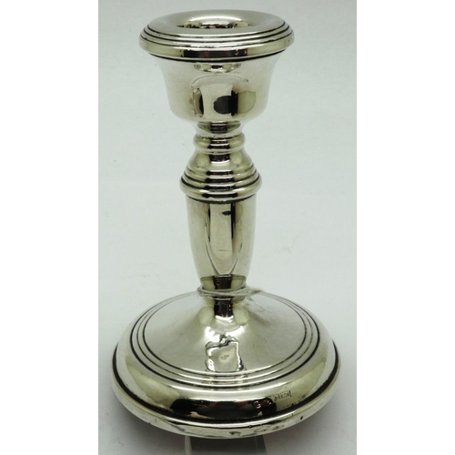 125 - B & Co sterling silver candlestick, H: 10 cm, 114g. P&P Group 1 (£14+VAT for the first lot and £1+VA... 