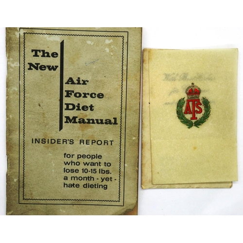 1117 - Copy of The Airforce Diet Manual and a Second World War ATS Christmas card, with envelope. P&P Group... 