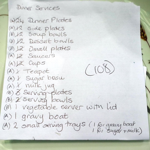 1361 - 108 piece Limoges dinner service in The Wheat pattern, slight wear to gilt throughout, no cracks or ... 