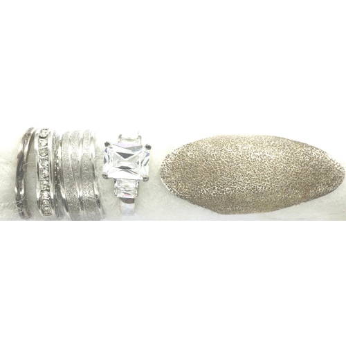 21 - Five 925 silver rings including stone set exmaples, sizes L-N. P&P Group 1 (£14+VAT for the first lo... 