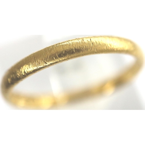 3 - 22ct gold wedding band, size L, 2.1g. P&P Group 1 (£14+VAT for the first lot and £1+VAT for subseque... 