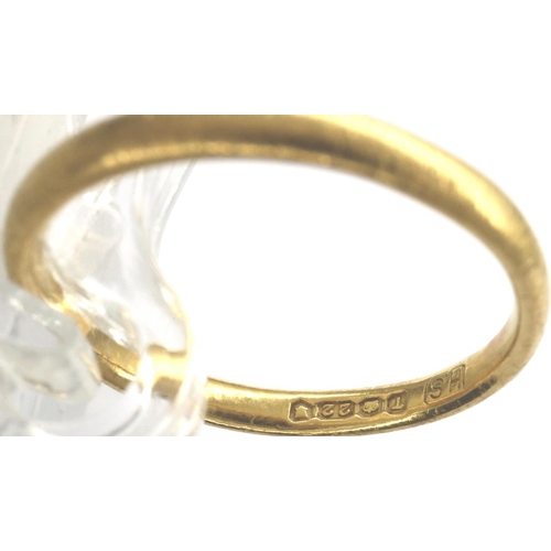 3 - 22ct gold wedding band, size L, 2.1g. P&P Group 1 (£14+VAT for the first lot and £1+VAT for subseque... 