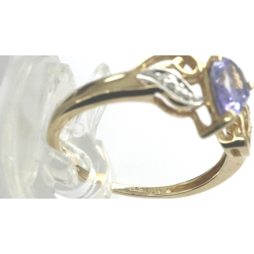 39 - 9ct gold amethyst and diamond ring, size N/O, 1.9g. P&P Group 1 (£14+VAT for the first lot and £1+VA... 