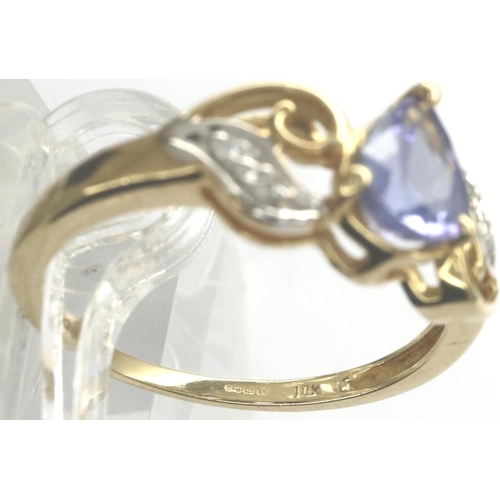 39 - 9ct gold amethyst and diamond ring, size N/O, 1.9g. P&P Group 1 (£14+VAT for the first lot and £1+VA... 