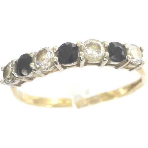 47 - 9ct gold half eternity ring set with sapphires and cubic zirconia stones, size U, 1.7g. P&P Group 1 ... 