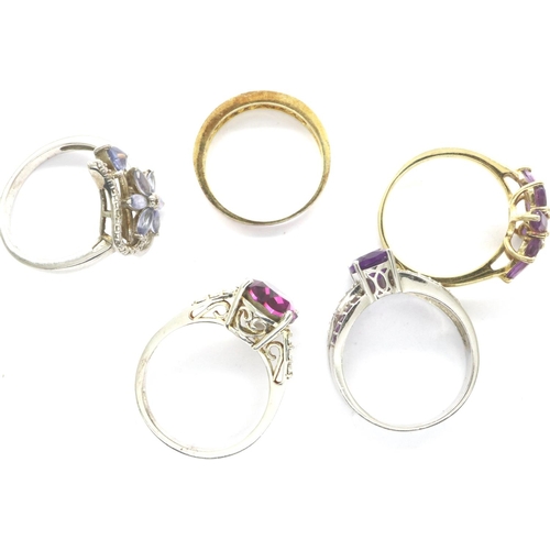 49 - Five 925 silver rings including stone set examples, sizes T-U. P&P Group 1 (£14+VAT for the first lo... 