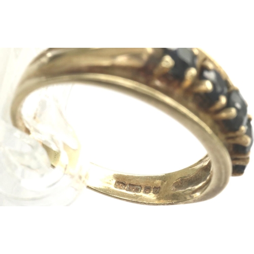 7 - 9ct gold ring set with five sapphires, 2.9g, size M/N. P&P Group 1 (£14+VAT for the first lot and £1... 