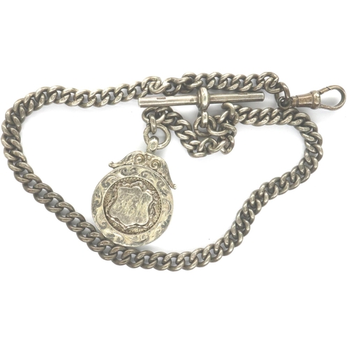 100 - Hallmarked silver pocket watch chain and fob with cypher JCM, L; 37 cm. P&P Group 1 (£14+VAT for the... 