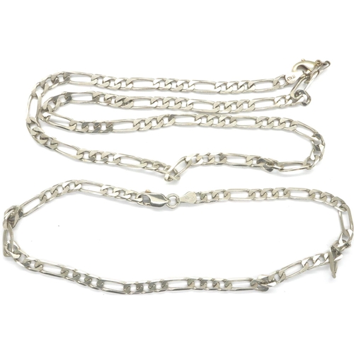 66 - Silver Figaro necklace and bracelet, largest L: 50 cm. P&P Group 1 (£14+VAT for the first lot and £1... 