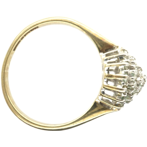 67 - 9ct gold diamond cluster ring, size L, 2.4g. P&P Group 1 (£14+VAT for the first lot and £1+VAT for s... 